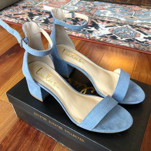 Lulus Harper Blue Suede Ankle Strap Heels